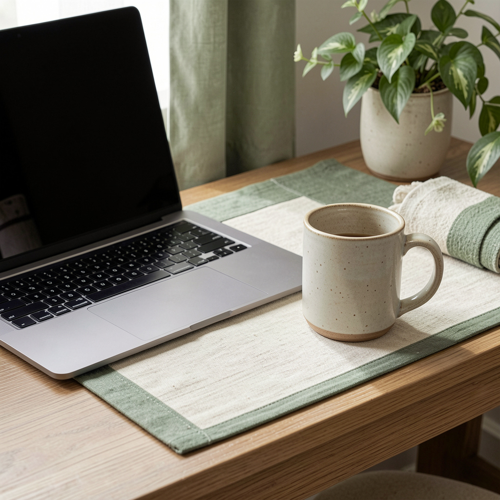 Peaceful workspace promoting balance and calm